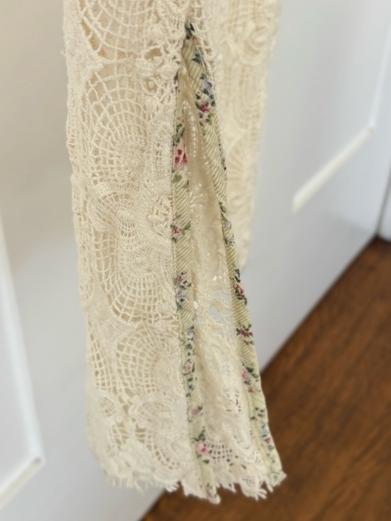 American Vintage Crochet Maxi Slip Dress Women’s Small Cream with Floral trim - Picture 3 of 16